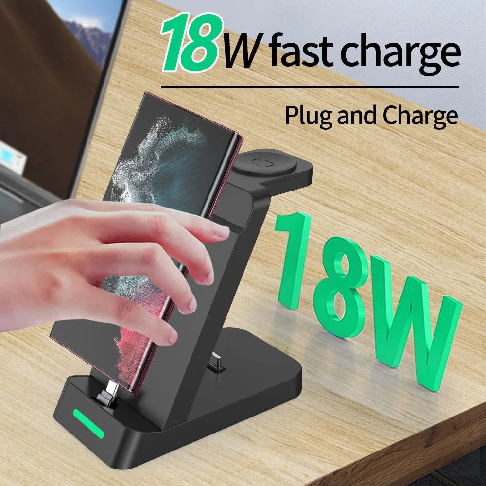 3-In-1 Docking Station with USB Type-C Cable for Samsung Galaxy S23 Ultra& S23, Black