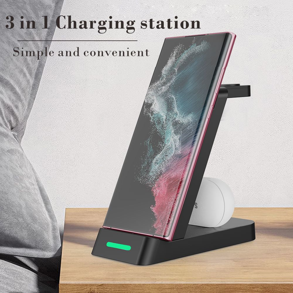 3-In-1 Docking Station with USB Type-C Cable for Samsung Galaxy S23 Ultra& S23, Black