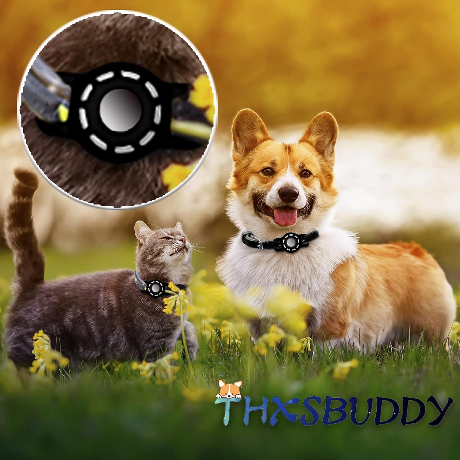 For Air Tag Cat Collar Holder for Apple Air Tag, 2 Pack of Pet Collar Holder for Cat and Small Dog Collar within 1/2 Inch and 2 Pack Protector for Air Tag
