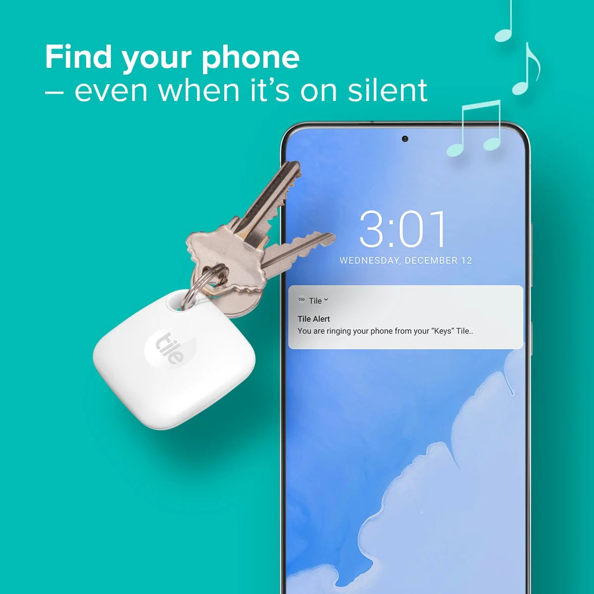 Mate (2022) 1-Pack, White. Bluetooth Tracker, Keys Finder and Item Locator; up to 250 Ft. Range.