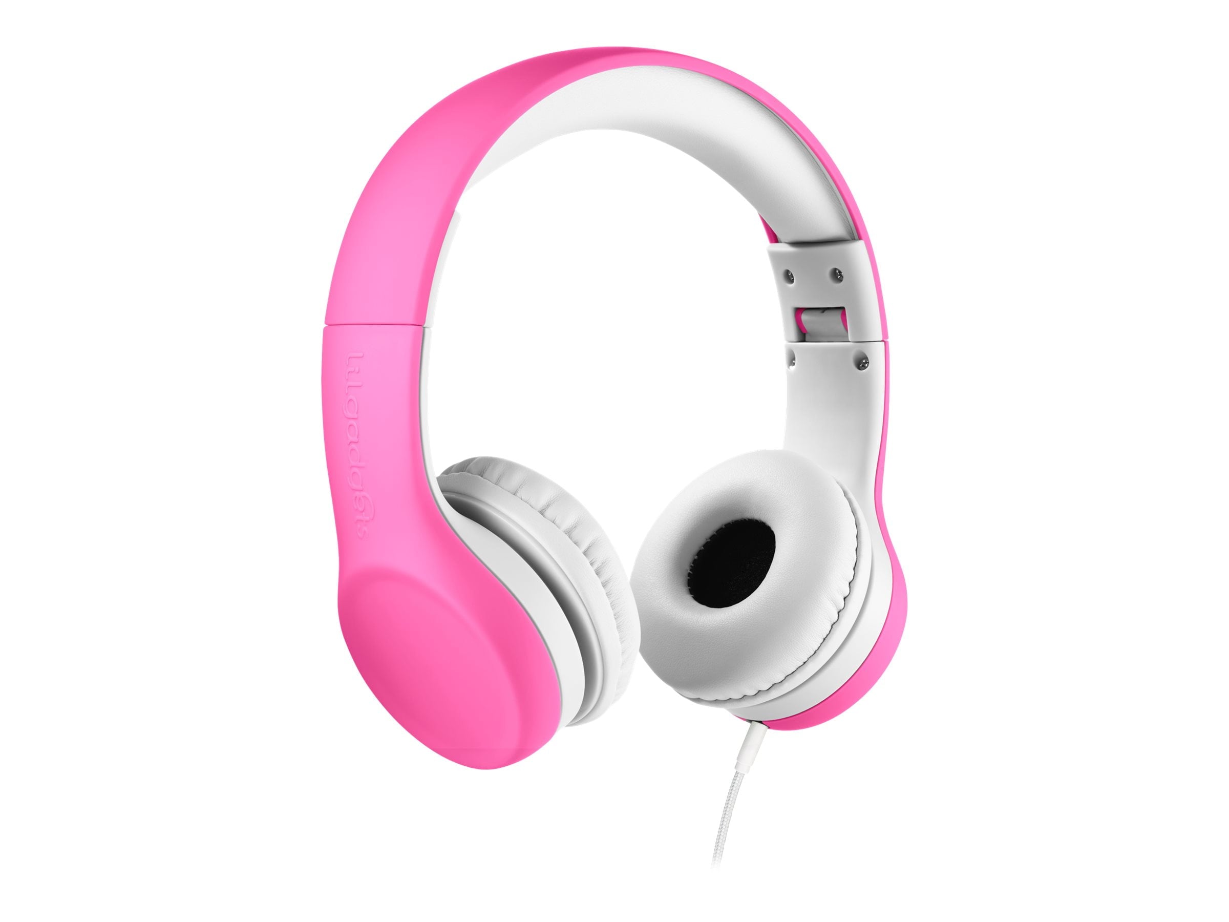 Connect+ Kids Wired Headphones with Microphone, Volume Limiting for Safe Listening, Adjustable Headband, Cushioned Earpads to Ensure Comfort, for Kids, Toddlers, Boys & Girls, Pink