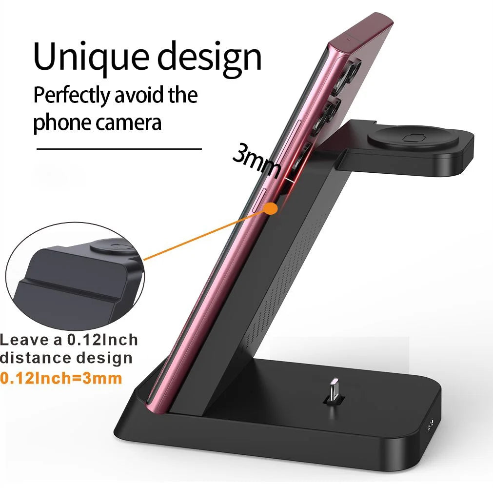 3-In-1 Docking Station with USB Type-C Cable for Samsung Galaxy S23 Ultra& S23, Black