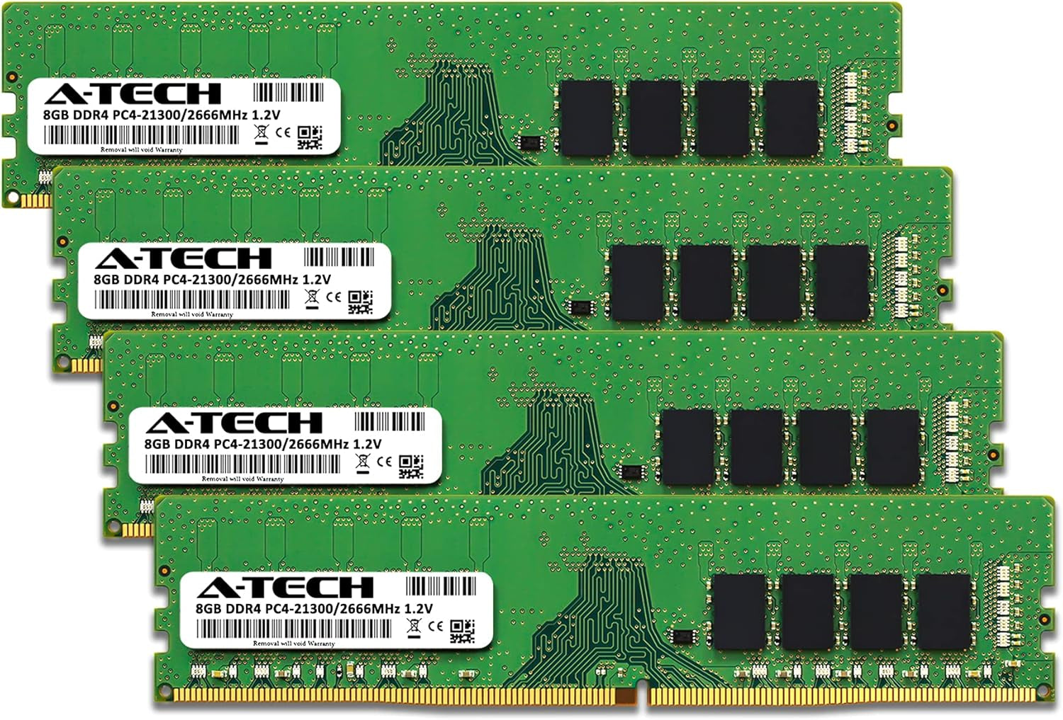 32GB (4X8Gb) DDR4 2666 Mhz UDIMM PC4-21300 (PC4-2666V) CL19 DIMM Non-Ecc Desktop RAM Memory Modules