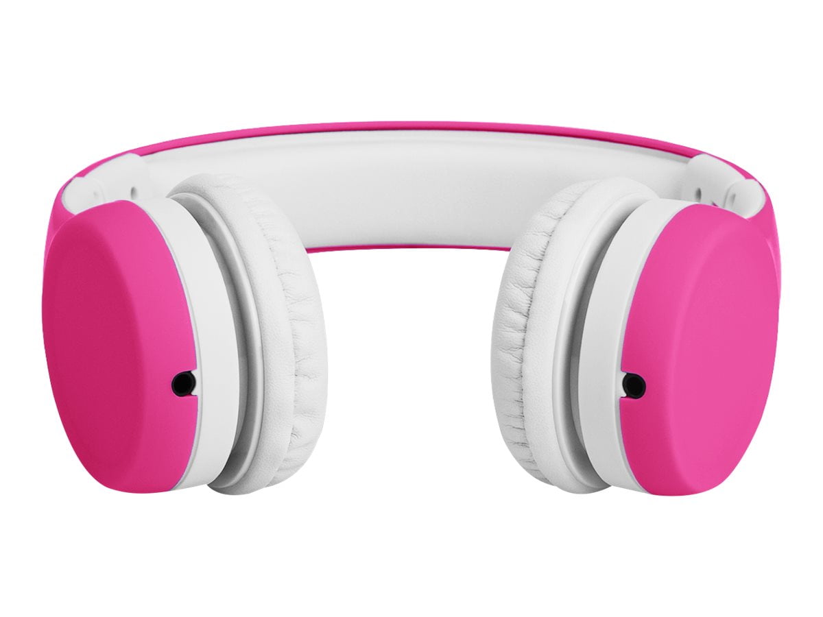 Connect+ Kids Wired Headphones with Microphone, Volume Limiting for Safe Listening, Adjustable Headband, Cushioned Earpads to Ensure Comfort, for Kids, Toddlers, Boys & Girls, Pink