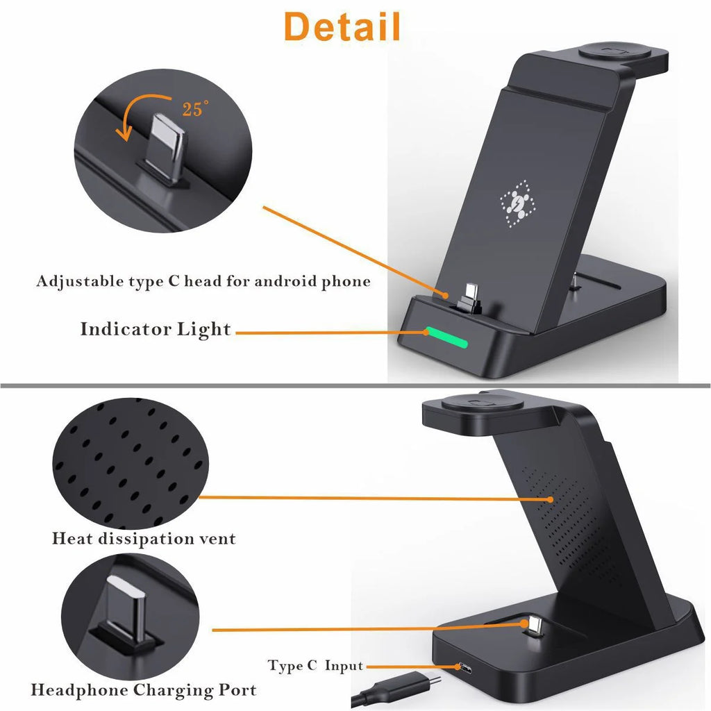 3-In-1 Docking Station with USB Type-C Cable for Samsung Galaxy S23 Ultra& S23, Black