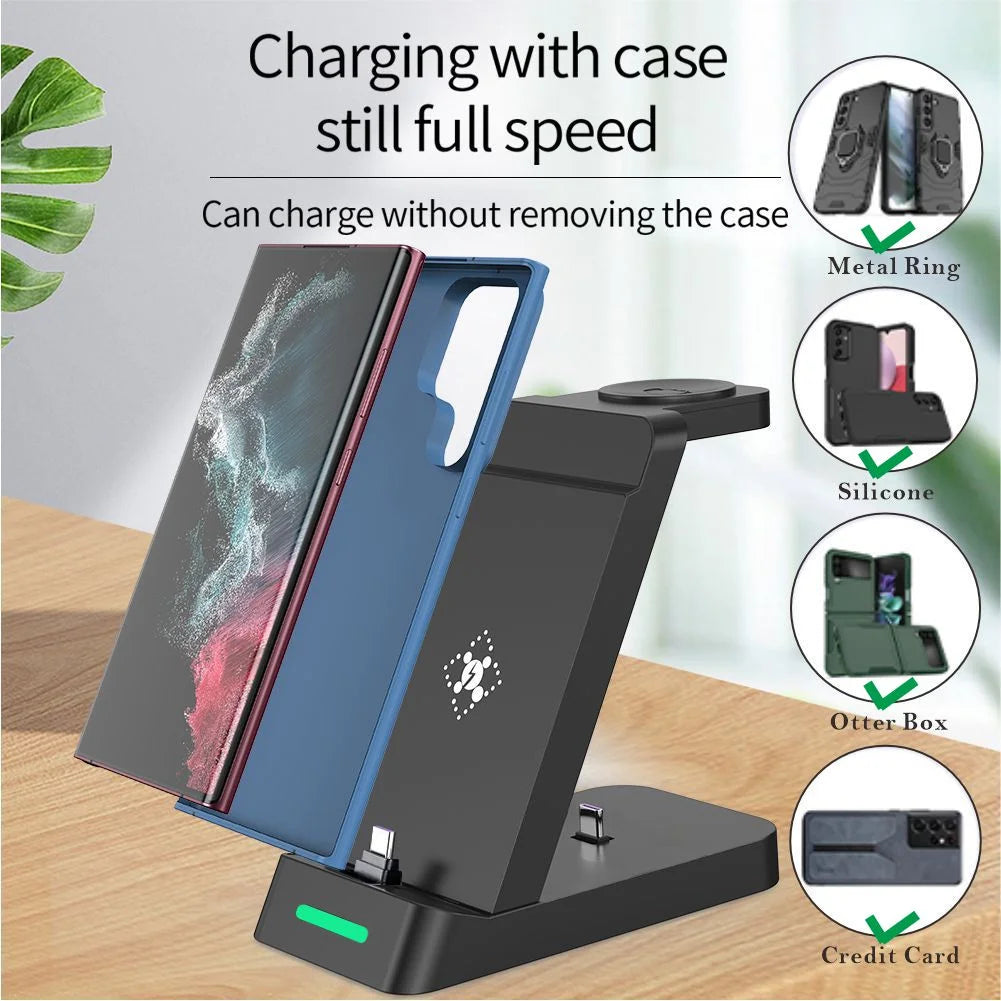 3-In-1 Docking Station with USB Type-C Cable for Samsung Galaxy S23 Ultra& S23, Black