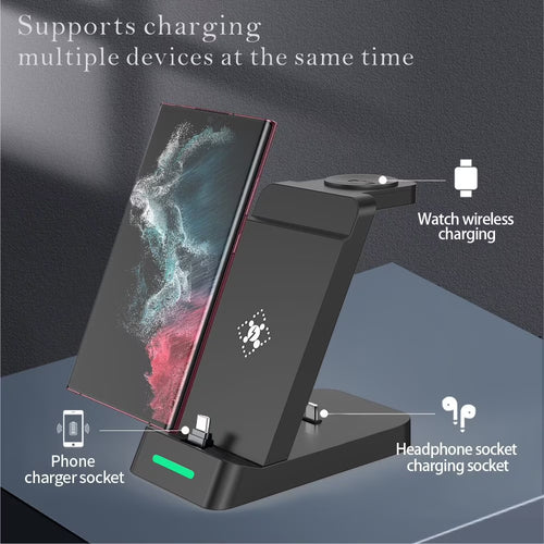 3-In-1 Docking Station with USB Type-C Cable for Samsung Galaxy S23 Ultra& S23, Black