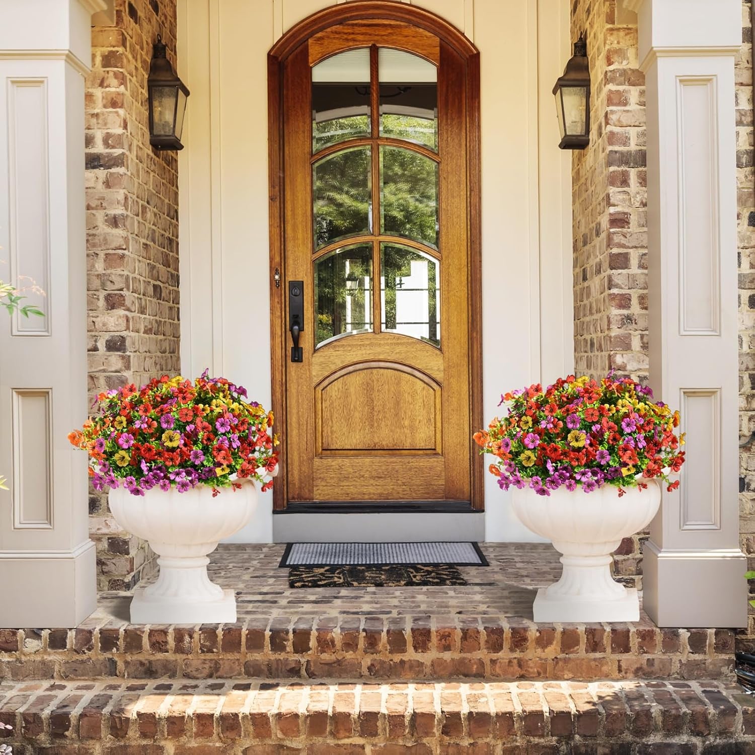 Artificial Flowers for Outdoors Faux Plants Outdoor Fake Flowers Spring Decoration,12 Bundles Faux Silk Colorful Daisy Realistic UV Resistant for outside Home Planter Window Porch Patio Yard