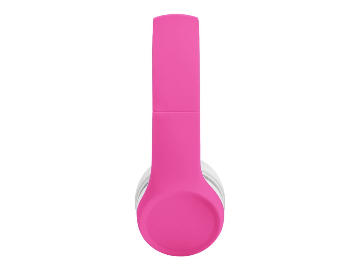 Connect+ Kids Wired Headphones with Microphone, Volume Limiting for Safe Listening, Adjustable Headband, Cushioned Earpads to Ensure Comfort, for Kids, Toddlers, Boys & Girls, Pink